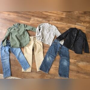 Boys Mixed Outfit Bundle Polo L/s Shirt & Plaid, dockers Blazer, Gap Jeans